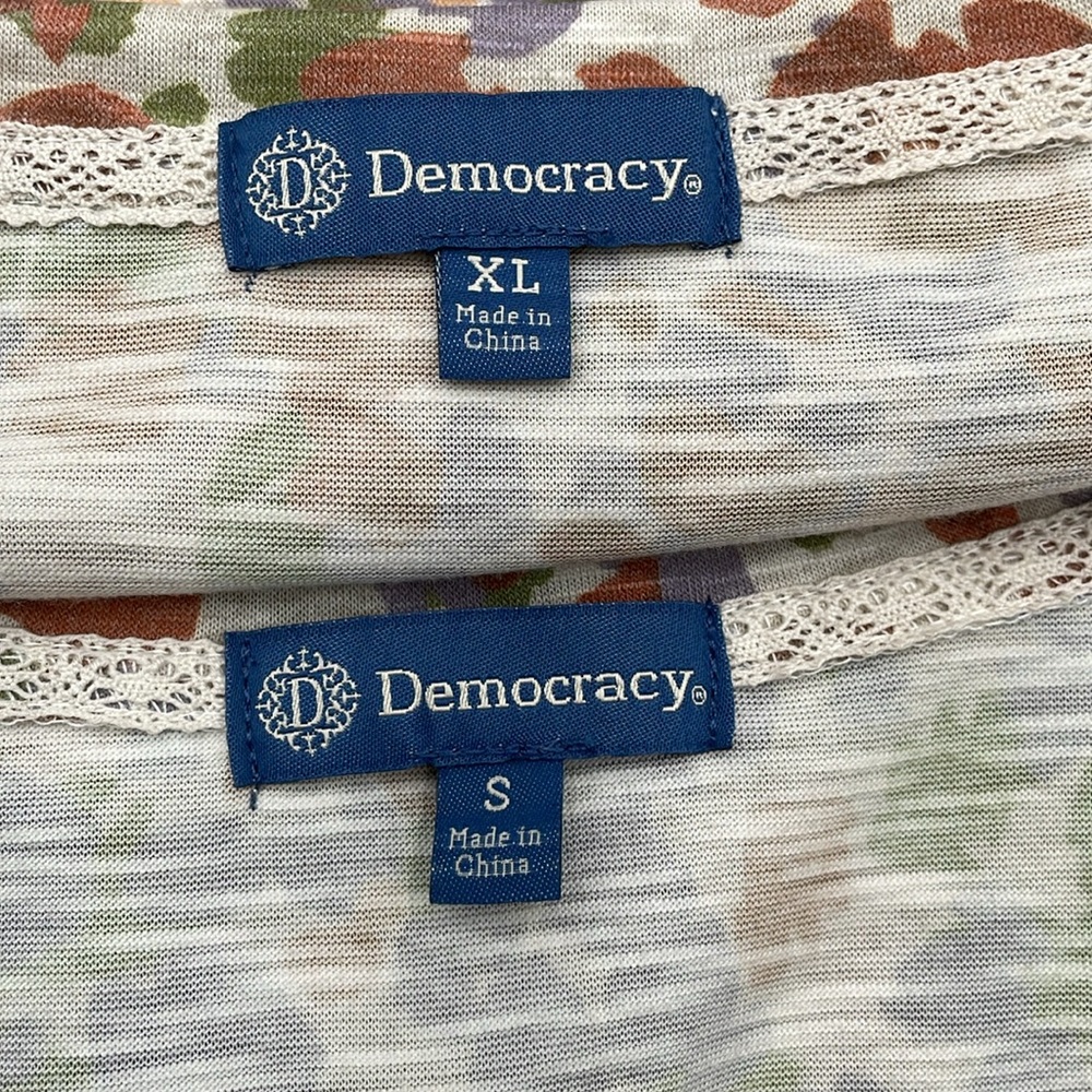 Democracy Long Sleeve Ruffle & Button Detail V-neck Multicolor - Picture 8 of 16